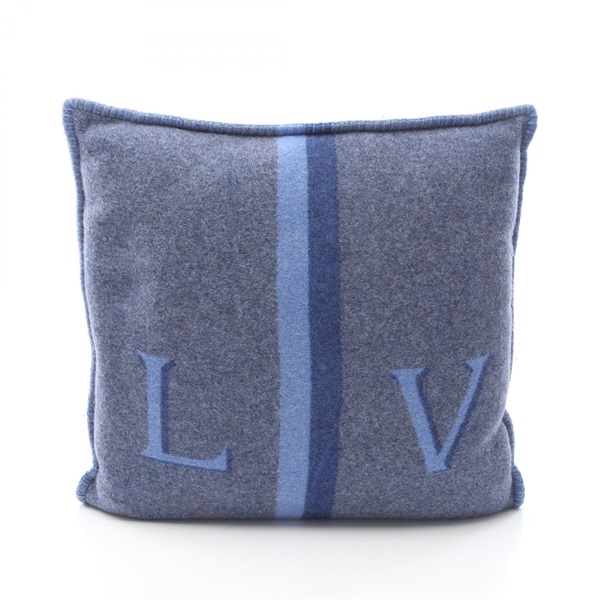 LOUIS VUITTON LV Cushion wool cashmere Blue Used unisex