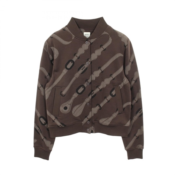 HERMES Coaching Remix Blouson Jacket Coat #38 cotton Brown Women