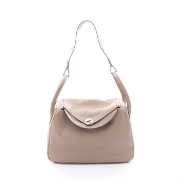 HERMES Lindy 30 Shoulder hand bag T Taurillon Clemence Gris tourterelle Used SHW