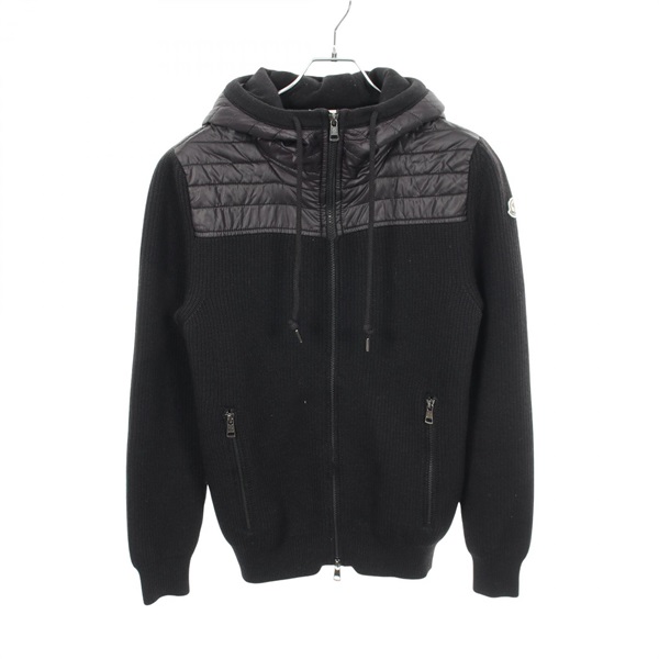 MONCLER switching Hoodie 9413600 wool Nylon Black #S Used mens