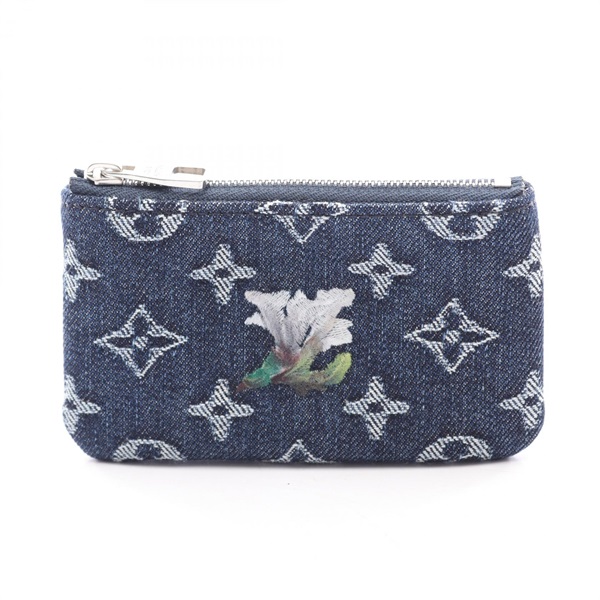 LOUIS VUITTON Pochette Cle key ring coin purse M27561 Monogram flower denim LV