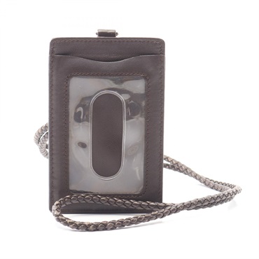BOTTEGA VENETA Intrecciato Pass case Chain Neck strap leather Brown Used unisex