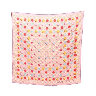 LOUIS VUITTON Carre70 Monogram Dot Scarf silk Pink Multicolor Used Women LV