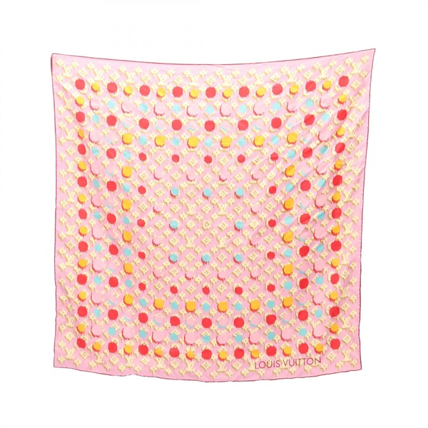 LOUIS VUITTON Carre70 Monogram Dot Scarf silk Pink Multicolor Used Women LV