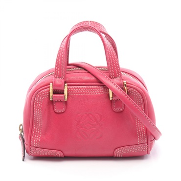 LOEWE Amazona Micro Mini Shoulder crossbody Handbag leather Pink Used Women