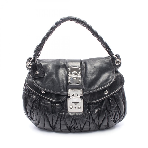 Miu Miu Materasse Shoulder Bag leather Black Used Women SHW