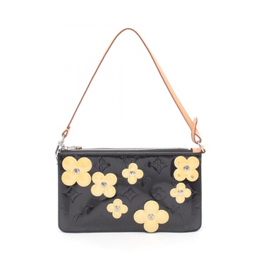 LOUIS VUITTON Flower lexington Handbag M92245 Vernis leather Black Beige Used LV