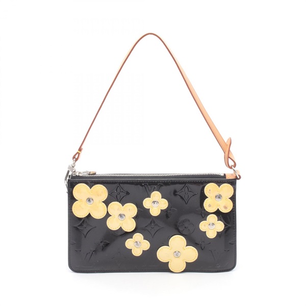 LOUIS VUITTON Flower lexington Handbag M92245 Vernis leather Black Beige Used LV