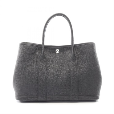 HERMES Garden Party TPM Tote Handbag Negonda leather Black SHW G