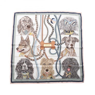 HERMES Carre70 JOUR DE CASTING Scarf Silk Beige Multicolor Used Women