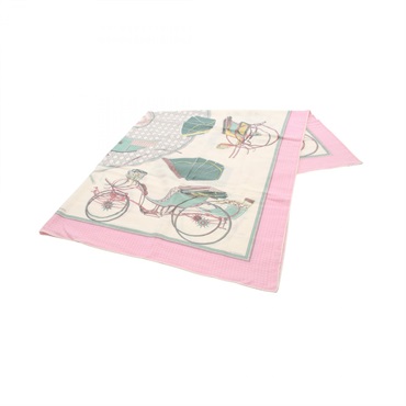 HERMES Carre140 Scarf Silk cashmere Pink Beige Multicolor Used Women