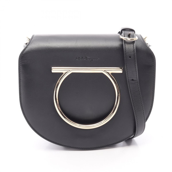Salvatore Ferragamo Gancini Shoulder Crossbody Bag leather Black Used Women