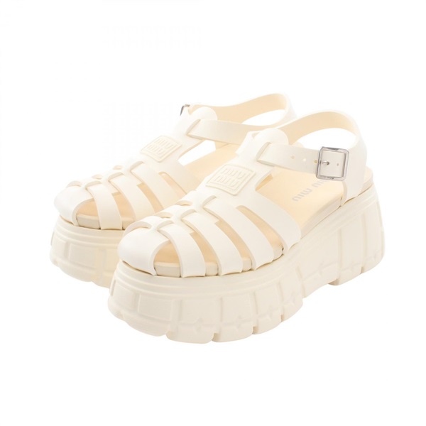 Miu Miu Platform Thick-soled Cage Sandals Shoes 5X140E EVA Beige Women #39