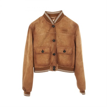 Miu Miu Waxed Cropped Blouson Suede Brown #38 Used Women