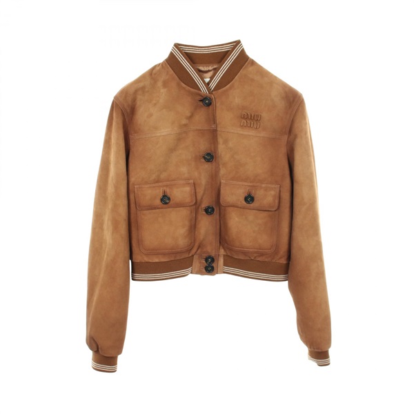 Miu Miu Waxed Cropped Blouson Suede Brown #38 Used Women