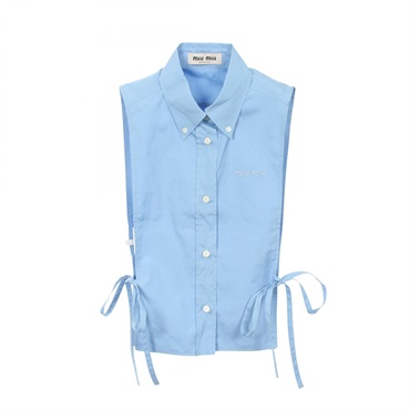 Miu Miu Sleeveless side open Poplin shirt cotton Blue #38 Used