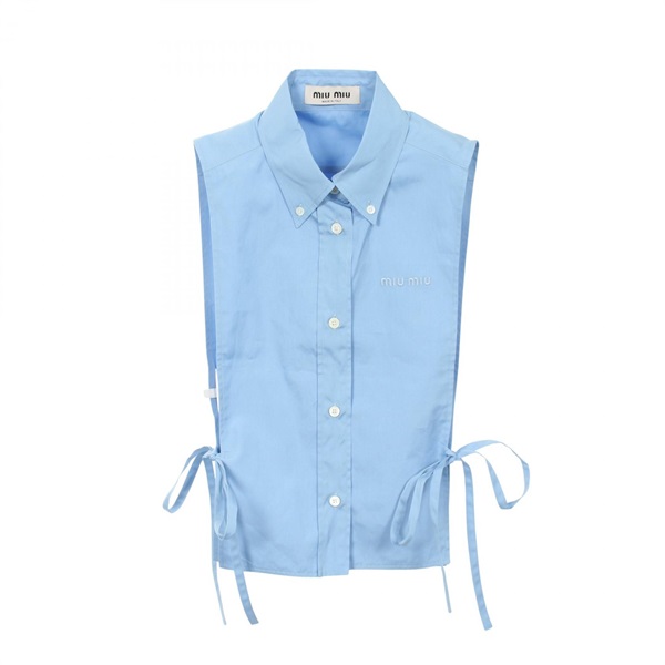 Miu Miu Sleeveless side open Poplin shirt cotton Blue #38 Used