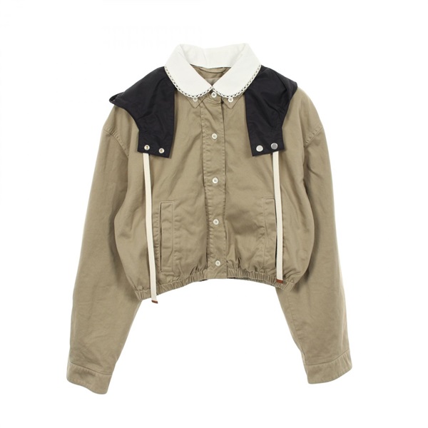Miu Miu Garment-dyed cropped Blouson ML1477 cotton Beige #36 Used Women