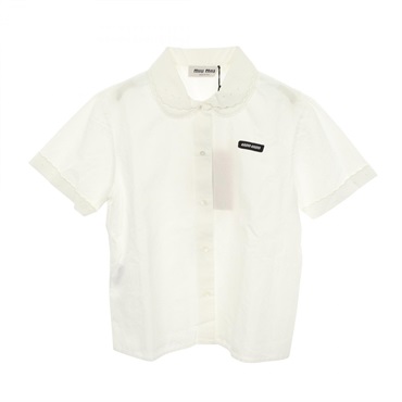 Miu Miu Slub poplin short sleeves shirt MK1932 cotton Fabric White #36 Used