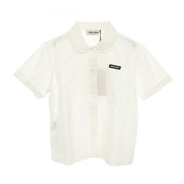 Miu Miu Slub poplin short sleeves shirt MK1932 cotton Fabric White #36 Used