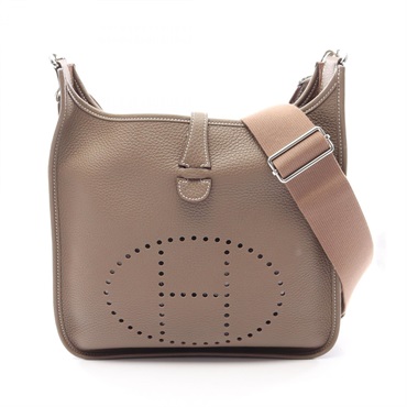 HERMES Evelyne III PM Shoulder Crossbody Bag Clemence leather Gray SHW Used K
