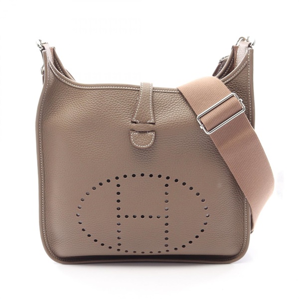 HERMES Evelyne III PM Shoulder Crossbody Bag Clemence leather Gray SHW Used K