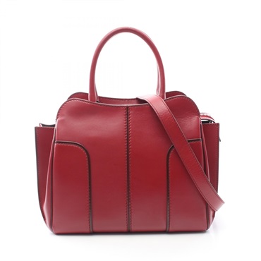 TOD'S Sella 2WAY Shoulder Crossbody Handbag leather Red Used Women
