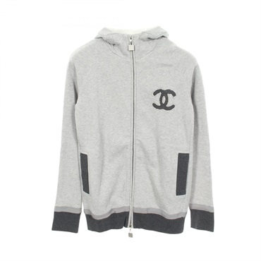 CHANEL COCO Mark Hoodie Tops cotton Gray Used Women size 36