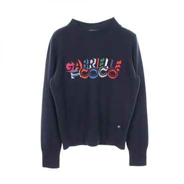 CHANEL GABRIELLE COCO Knitwear Sweater Longsleeves #36 cashmere Navy Used Women