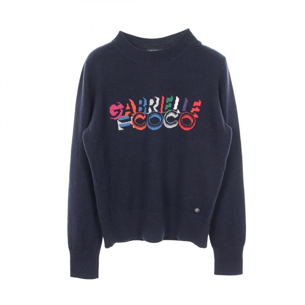 CHANEL GABRIELLE COCO Knitwear Sweater Longsleeves #36 cashmere Navy Used Women