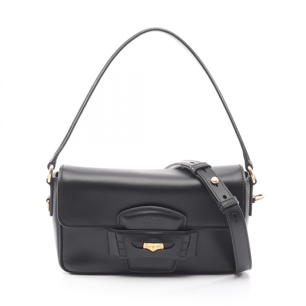 Miu Miu CRM FINE CALF Penny Shoulder Crossbody Handbag 5BD270 leather Black Used