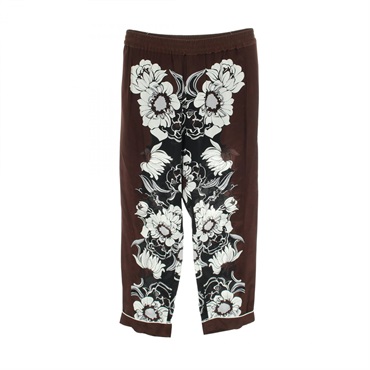 Valentino Floral Pants silk Brown Black White #46 Used mens