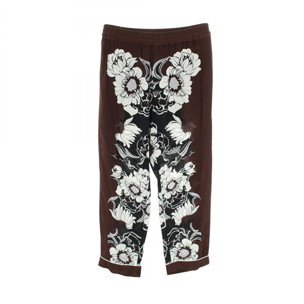 Valentino Floral Pants silk Brown Black White #46 Used mens