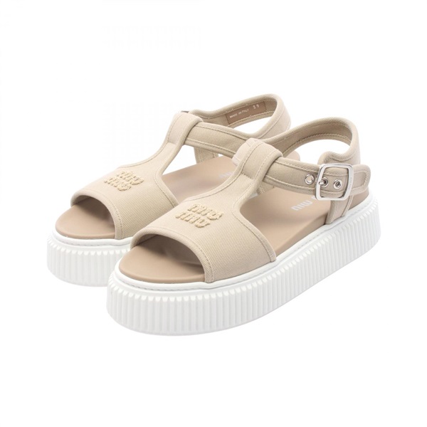 Miu Miu platform Sandals 5X402E denim Beige #39 Used Women
