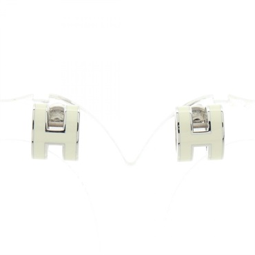 HERMES MINI POP H Pierced earrings Stainless Steel Beige Used