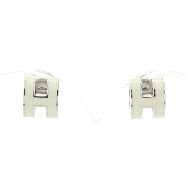 HERMES MINI POP H Pierced earrings Stainless Steel Beige Used