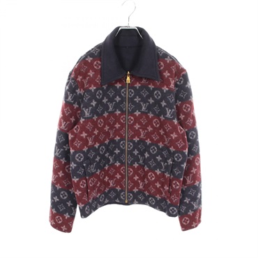 LOUIS VUITTON Monogram Double-Faced Reversible Jacket Wool cashmere Navy Red LV
