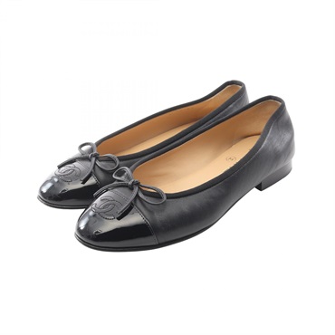 CHANEL BALLERINA pumps G02819 leather Patent leather Black #36.5 Used Women
