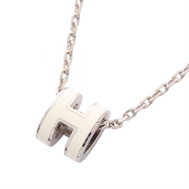 HERMES MINI POP H Necklace Pendant Stainless Steel SHW Beige Used women