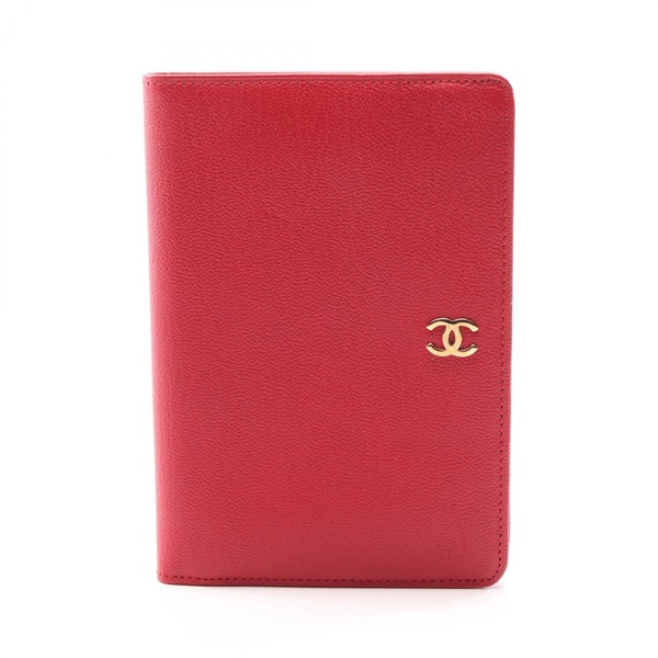 CHANEL COCO Mark Bi-fold Wallet Purse leather Red GHW Used Women CC