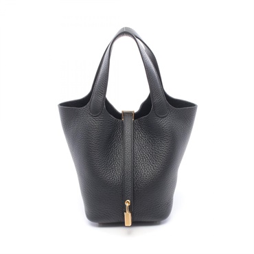 HERMES Picotin Lock PM tote Handbag K Taurillon Clemence Black Used Women GHW
