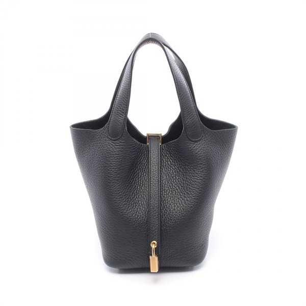 HERMES Picotin Lock PM tote Handbag K Taurillon Clemence Black Used Women GHW
