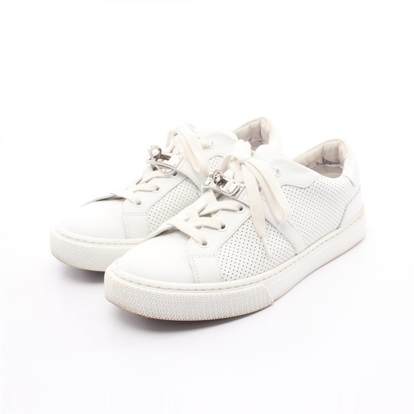 HERMES Day Kelly buckle Sneakers Shoes Leather White Used Women size 37