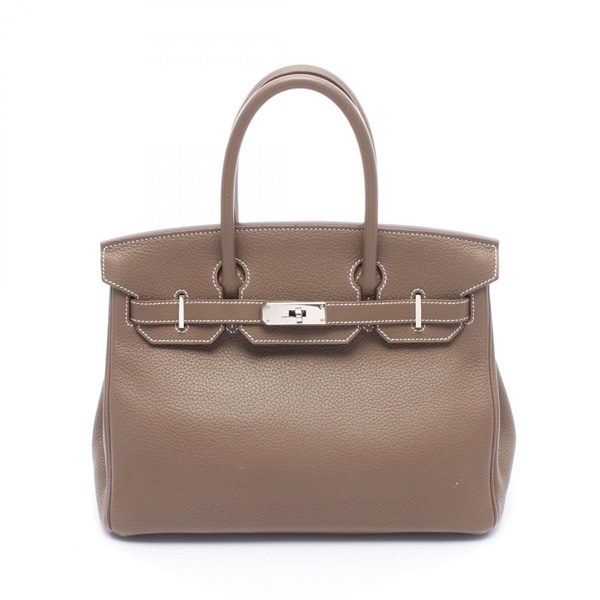 HERMES Birkin 30 Handbag Clemence Leather Grey Etoupe Gray SHW Used Women R