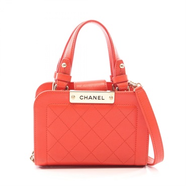 CHANEL Matelasse 2WAY Shoulder Crossbody Handbag leather Red GHW Used Women