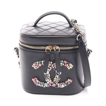 CHANEL Crystal Mania Matelasse COCO Mark Chain Shoulder Vanity Bag leather Used