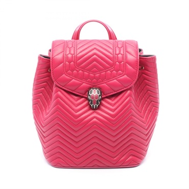 BVLGARI Serpenti Forever Rucksack Backpack Lambskin leather Pink Used Women