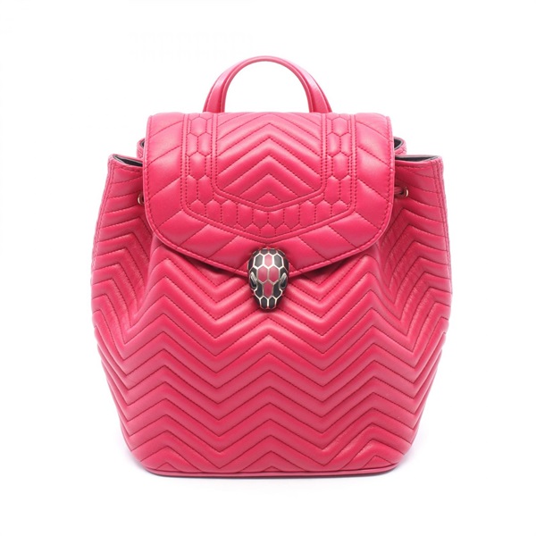 BVLGARI Serpenti Forever Rucksack Backpack Lambskin leather Pink Used Women
