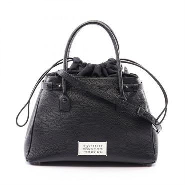 Maison Margiela 11 5AC Drawstring Bag Medium 2WAY Handbag leather Black Used