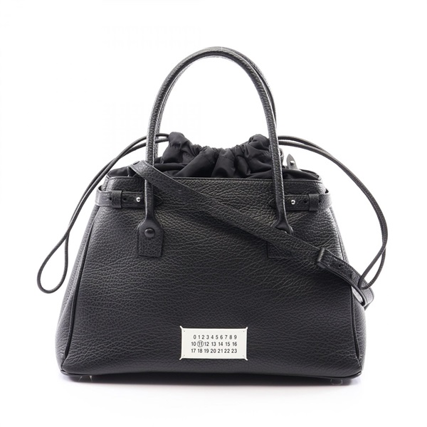 Maison Margiela 11 5AC Drawstring Bag Medium 2WAY Handbag leather Black Used